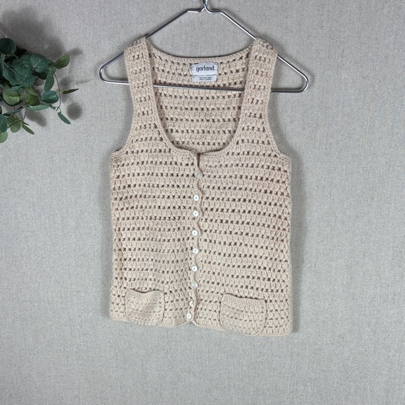 Garland > Vintage Beige Crochet Button-Up Vest Small - Picture 5 of 5